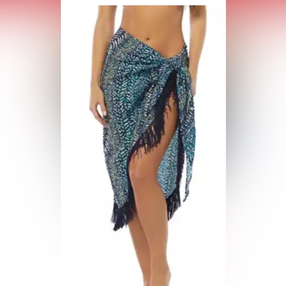 Vince Camuto midnight fringe pareo cover up